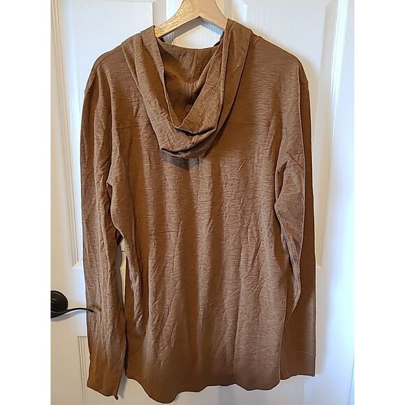 Walter Sky Top Large Brown Henley Sun Hoodie Pullover Base Layer WS-MH02 Merino - Picture 4 of 10